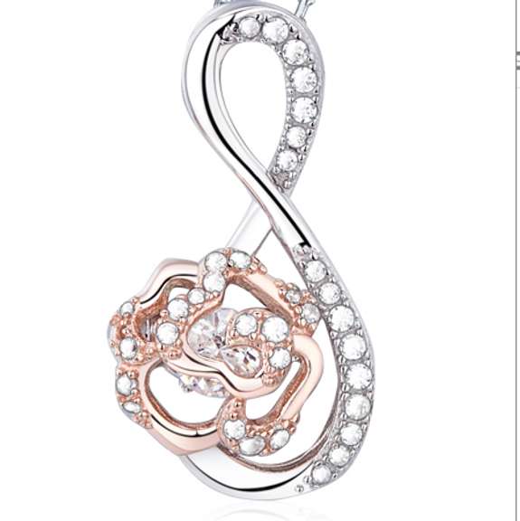 Two tone 18k Rose Gold Plating infinity design pendant