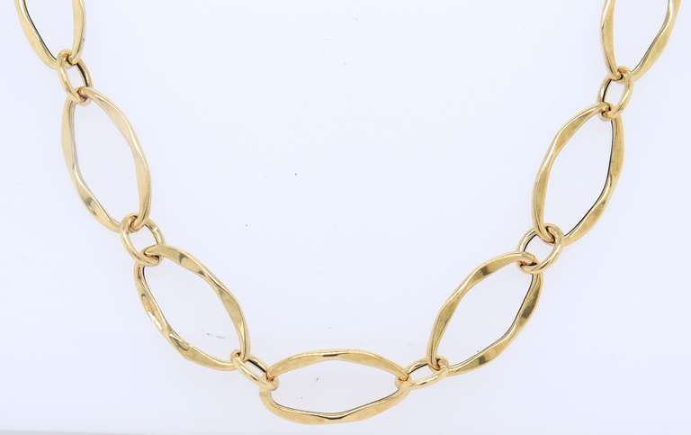 Elegant Yellow Gold Fancy oval Link Chain Necklace