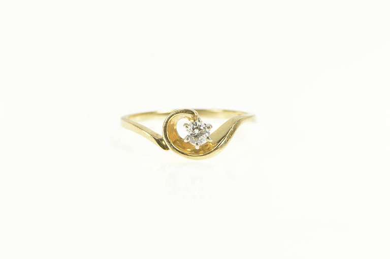 14K Yellow Gold 0.15 Ct Diamond Solitaire Bypass Engagement Ring