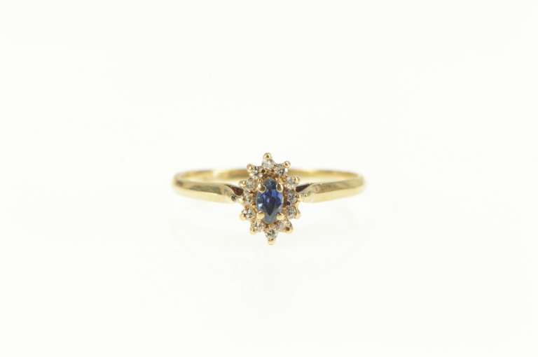 14K Yellow Gold Marquise Emerald Diamond Halo Engagement Ring
