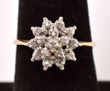 Fabulous Floral Cluster Diamond Ring in 14K Yellow Gold