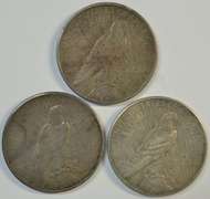 Key 1934-P and 2 1935-P Peace Silver Dollars