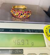 18kt Solid Yellow Gold Bangle Bracelet with Rubies, Sapphires, & Diamonds!