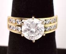 Dazzling Large CZ Ring in 14K Yellow Gold
