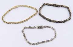 Group Lot of 3 Vintage Sterling Silver Cubic Zirconia Bracelets