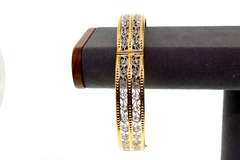 Meticulously Carved 22k White Gold and Yellow Gold Bangle Bracelet