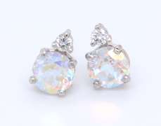 Pleasing White Gold Mystic Topaz and Diamond Stud Earrings