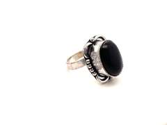 👻 Ghastly!👻 Oval Black Onyx Tibetan Silver Floral Energy Design Ring