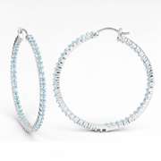 Plated Rhodium 3.60ctw Blue Topaz Earrings
