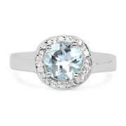 Plated Rhodium 2.25ct Blue Topaz and White Topaz Ring