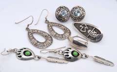 Group Lot of Vintage Sterling Silver Earrings