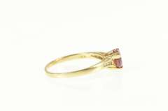 14K Yellow Gold Trillion Syn. Ruby Diamond Accent Classic Ring