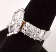 Shining Large CZ Ring in 14K White Gold