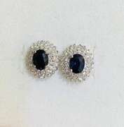 14kt Gold, Blue Sapphire & Diamond Earrings