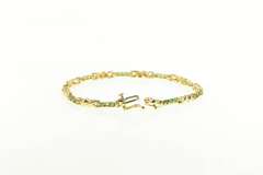 18K Yellow Gold Natural Emerald Twist Link Bar Statement Bracelet