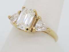 Custom GIA Certified 1.63CTW Three Stone Diamond Engagement Ring