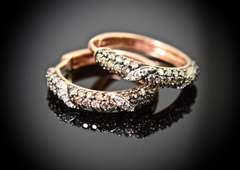 14K Rose Gold Champagne Diamond Hoops