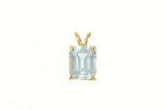 14K Yellow Gold 3.50 Ct Natural Emerald Cut Aquamarine Pendant