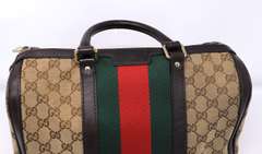 Gucci Canvas Boston Bag with Stripe