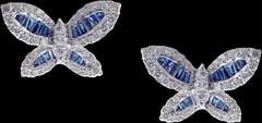 Darling 18kt White Gold Diamond and Sapphire Butterfly Studs