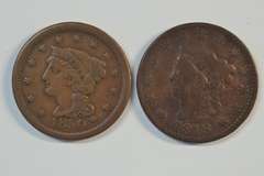 Nice 1818 Coronet Head and 1850 Braided Hair Large Cents