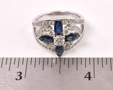 Ravishing Diamond and Sapphire Ring in 14K White Gold