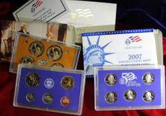 3 2007 14-coin US Proof Sets in original Mint-issued boxes