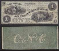 $1 1861 Allegany County Bank,Cumberland, Maryland Obsolete