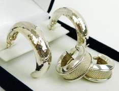 2 Pairs of Sterling Silver Hoop Earrings