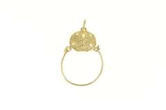 14K Yellow Gold Sand Dollar Sea Shell Charm Holder Loop Pendant
