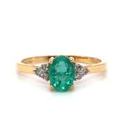 Radiant Emerald and Diamond 14kt Ring