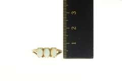 14K Yellow Gold Three Stone Oval Natural Opal Statement Ring