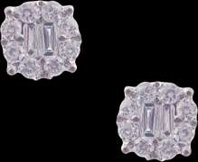 Attractive Diamond Flanked 18k White Gold Earrings