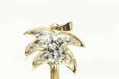 10K Yellow Gold Pave Diamond Palm Tree Tropical Motif Pendant