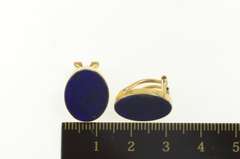 14K Yellow Gold Oval Lapis Lazuli Bezel Inset Clip Back Earrings