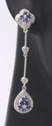 Sparkling White Gold Sapphire and Diamond Dangle Earrings