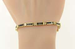 14K Yellow Gold 5.50 Ctw Princess Sapphire Diamond Tennis Bracelet