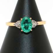 Radiant Emerald and Diamond 14kt Ring