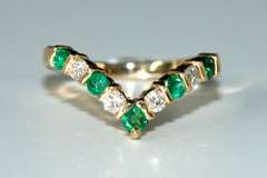 Flashy Natural Emerald & Diamond Ring in 14k