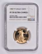 PF70 UCAM 1987-P $25 American Gold Eagle 1/2 Oz. .999 Fine Gold NGC