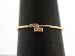 Sliding Double Pair Diamond 18k Rose Gold Ring
