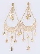 Charming Yellow Gold Diamond Cut Dangle Earrings