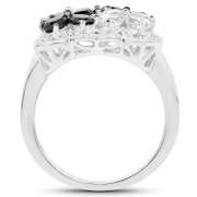 Plated Rhodium 1.36ctw Black Spinel and White Topaz Ring