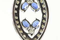 14K White Gold 1.31 Ctw Sapphire Diamond Evil Eye Nazar Pendant