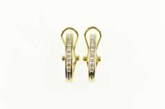 14K Yellow Gold 0.35 Ctw Diamond Oval Channel Statement Hoop Earrings