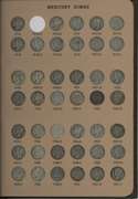 Complete Set of 76 Mercury Dimes in album (missing one coin)