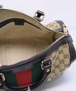 Gucci Canvas Boston Bag with Stripe