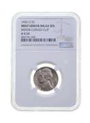 MS64 ERROR 1950-D Jefferson Nickel - 5 FS Minor Curved Clip @8:00 NGC