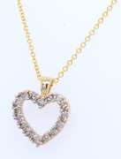 Fabulous Yellow Gold Diamond Heart Pendant on Chain