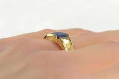 14K Yellow Gold 1960's Syn Sapphire Diamond Accent Men's Ring